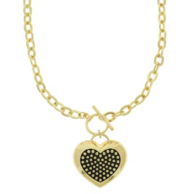 Truedames Western Bubble Pave Heart Pendant Necklace In Gold