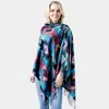 Truedames Western Doublesided Shawl/poncho In Black