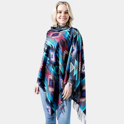 Truedames Western Doublesided Shawl/poncho In Black