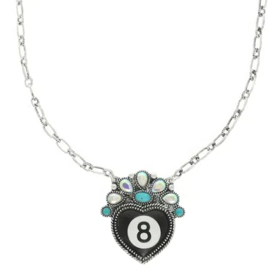 Truedames Western Eight Ball Pendant Necklace In Black