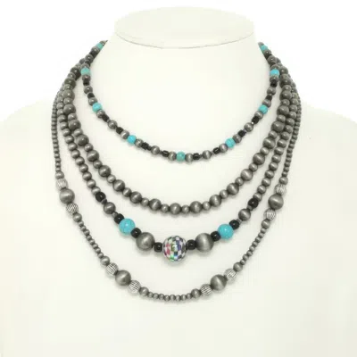 Truedames Western Multi Strand Checkerball Pendant Necklace In Blue