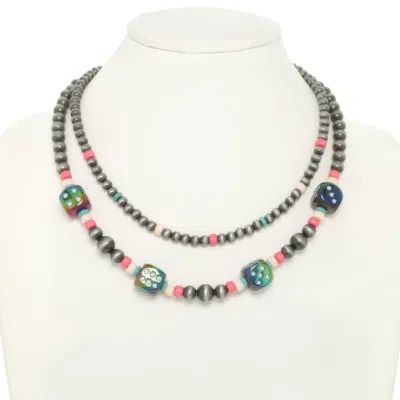 Truedames Western Multi Strand Dice Beaded Necklace