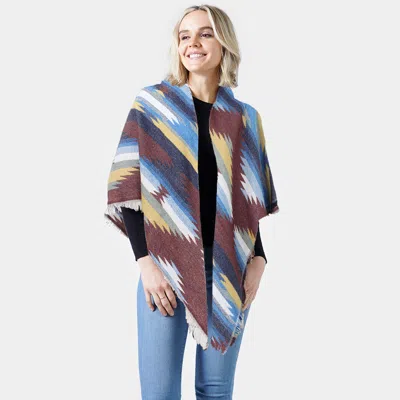 Truedames Western Pattern Jacquard Blanket Shawl In Multi