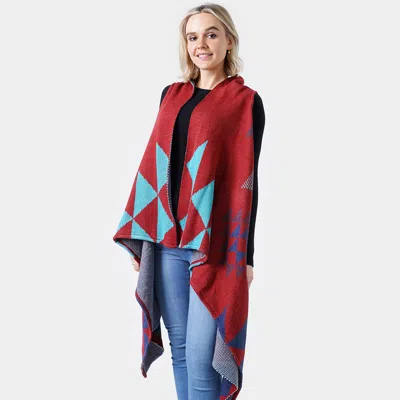 Truedames Western Pattern Knit Vest In Red