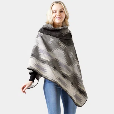Truedames Western Pattern Poncho In Black