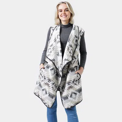 Truedames Western Patterned Pocket Vest In Silver