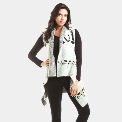 Truedames Western Print Fuzzy Vest In Green