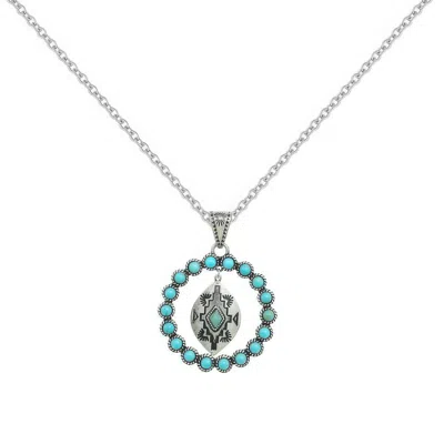 Truedames Western Rhinestone Open Circle Necklace In Blue