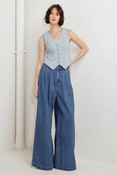 Truedames Western Rivet Denim Pants In Blue