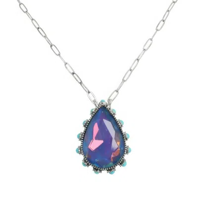 Truedames Western Teardrop Cut Gemstone Turquoise Necklace In Metallic