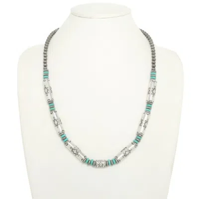 Truedames Western Theme Navajo Barrel Bead Necklace In Blue
