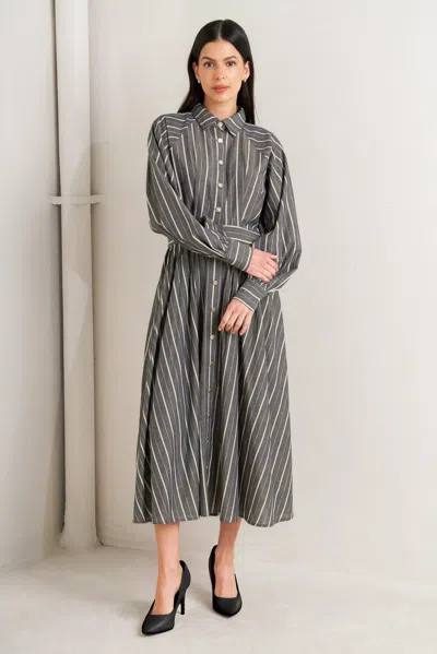 Truedames What I Feel Woven Midi Dress In Gray