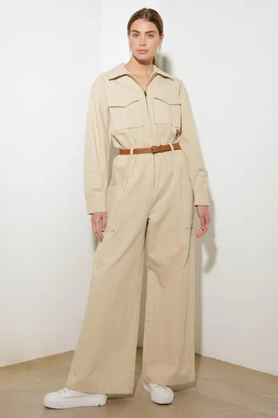 Truedames When It Happens Woven Jumpsuit In Neutral