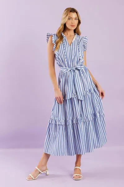 Truedames When Life Gives You Woven Midi Dress In Blue