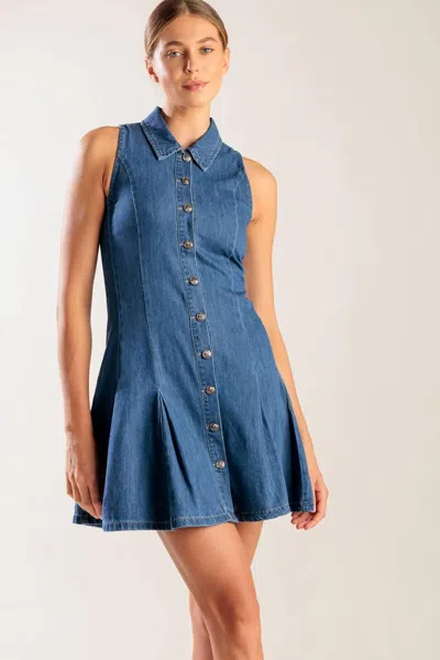 Truedames Where I Want To Be Denim Mini Dress In Blue