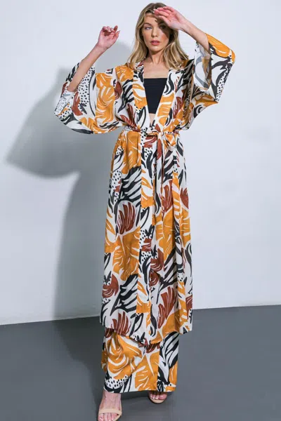 Truedames Where The Wind Woven Midi Kimono In Multi