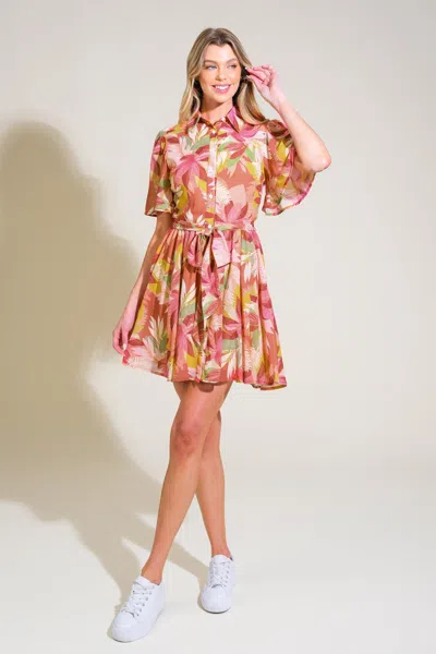 Truedames Whimsical Waves Woven Mini Dress In Pink