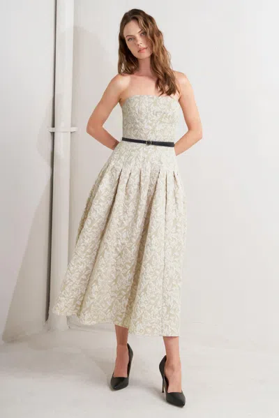 Truedames Whisper Leaf Woven Midi Dress In Multi