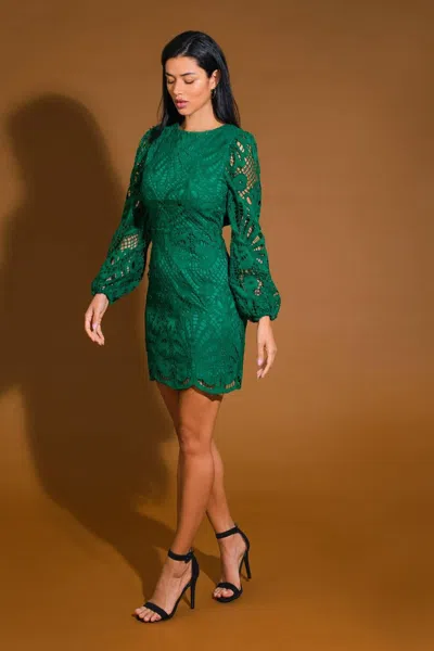 Truedames Whispered Comfort Woven Lace Mini Dress In Green