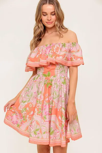 Truedames Whispering Coral Woven Mini Dress In Pink
