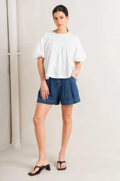 Truedames White Dream Puff Woven Top