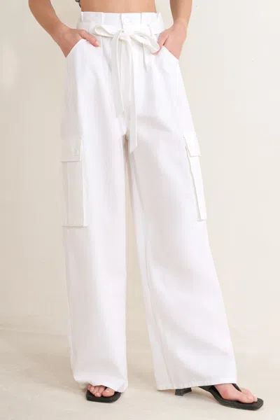 Truedames White Drift Woven Cargo Pants