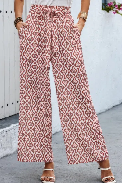 Truedames Wide Leg High Waist Tie Pockets Knot Pants In Multi