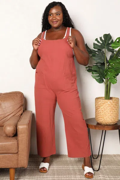 Truedames Wide Leg Overalls With Front Pockets In Pink