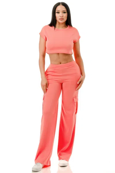 Truedames Wide Pants Cargo Set In Animal Print