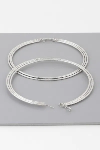 Truedames Wide Triple Rope Hoop Earrings In Silver