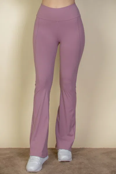 Truedames Wide Waistband Flare Leg Pants In Purple