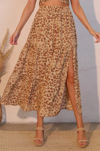 Truedames Wild Babe Tiered Maxi Skirt In Brown