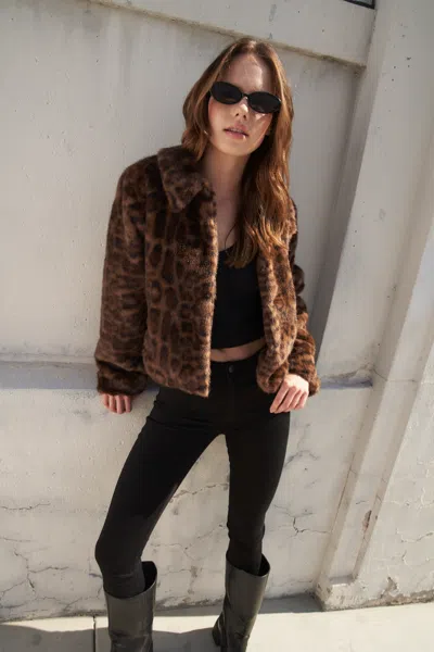 Truedames Wild Fame Faux Leather Jacket In Animal Print