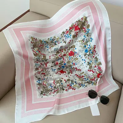 Truedames Wild Flower Garden Print Square Bandana Scarf In Red