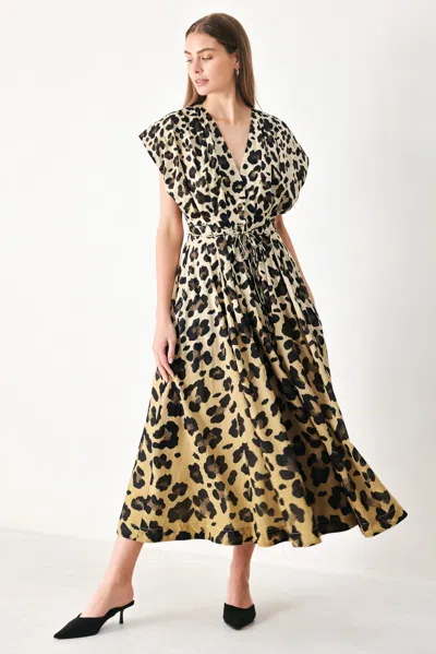 Truedames Wild Muse Woven Midi Dress In Brown