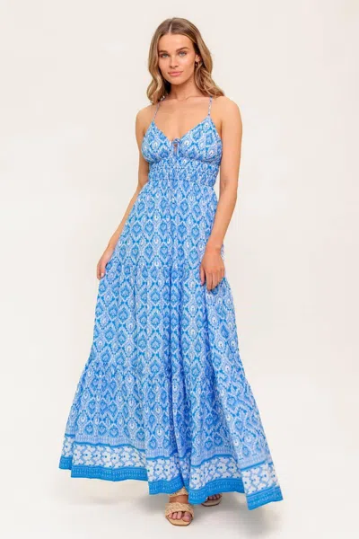 Truedames Wildflower Rhapsody Woven Maxi Dress In Blue