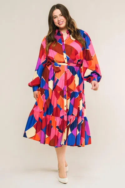 Truedames Wise Woman Woven Midi Dress In Multi