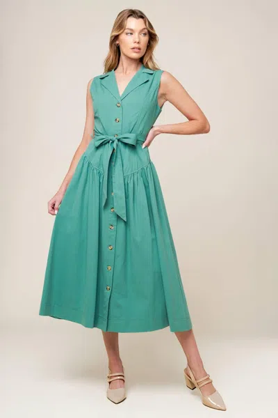Truedames Wishing Well Teal Green Woven Midi Dress In Blue