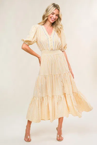 Truedames With The Girls Woven Midi Dress In Yellow