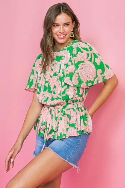 Truedames With You Forever Woven Top In Green