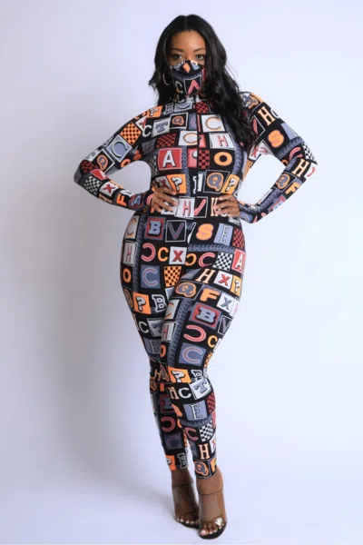 Truedames Women's Alphabetically Neon Jumpsuit In Multi