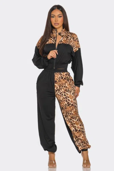 Truedames Women's Animal Print Jogger Set In Multi