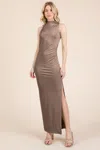 Truedames Women's Back Cut Out Side Shirring Side Slit Maxi Dress In Red