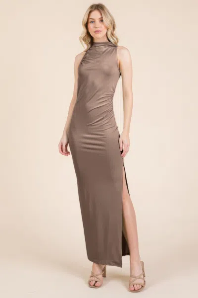 Truedames Women's Back Cut Out Side Shirring Side Slit Maxi Dress In Red