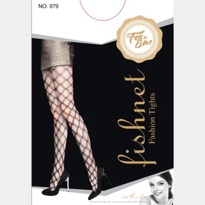 Truedames Women Bold Diamond Pattern Cutout Pantyhose Tights In Black