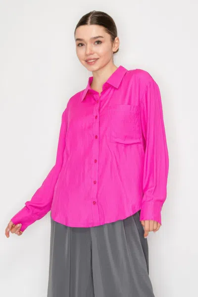 Truedames Women's Button Down Collared Linen Shirt In Pink