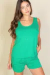 Truedames Women's Comfy Tank Top & Shorts Set In Green