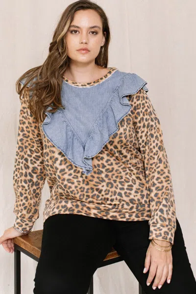 Truedames Women's Contrast Washed Denim Top In Multi