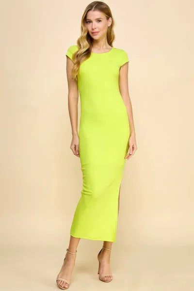 Truedames Women's Crew Neck Cap Sleeve Rib W/ Lining Maxi Dress In Green