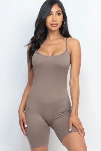 Truedames Women's Crossback Bodycon Romper In Gray